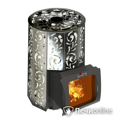 Дровяная печь-каменка GrillD Violet window short Max Жадеит 80 в Верхней Салде