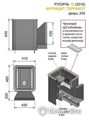 Дровяные печи-каменки Везувий Русичъ Антрацит 16 (205) 2016 в Верхней Салде