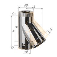 Дымоход Феррум Тройник утепленный нержавеющий 0.5/нержавеющий 135гр. d-120/200 по воде