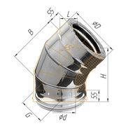 Дымоход Феррум Колено утепленное угол 135 нержавеющее 0.5/зеркальное d-150/210 по воде 