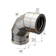 Дымоход Феррум Колено утепленное угол 90 нержавеющее 0.5/оцинкованное d-150/210 по воде