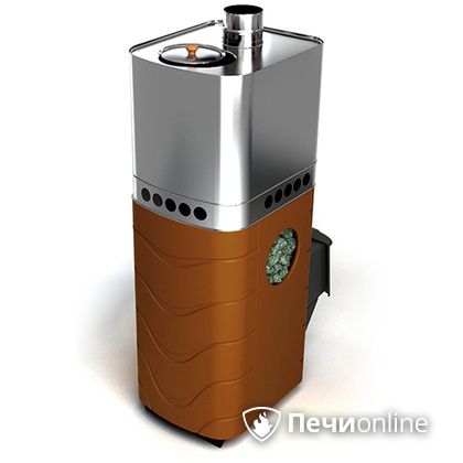 Дровяная банная печь TMF Бирюса 2013 Carbon терракота с закрытой каменкой в Верхней Салде
